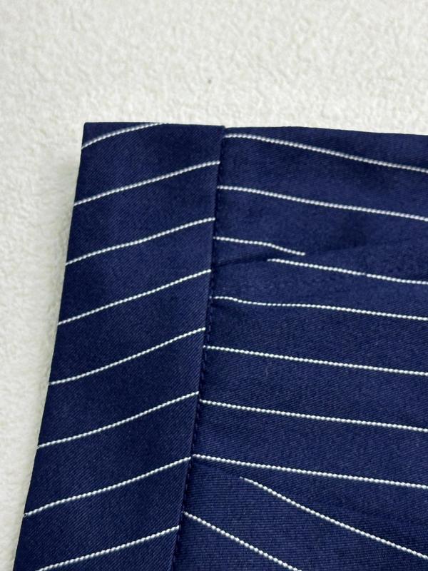Two-Piece Set Women's Striped Print Lapel Neck Blazer & Pocket Suit Pants, Elegant Fashion Outfits for Work Office Business, Ladies Fall & Winter Clothes