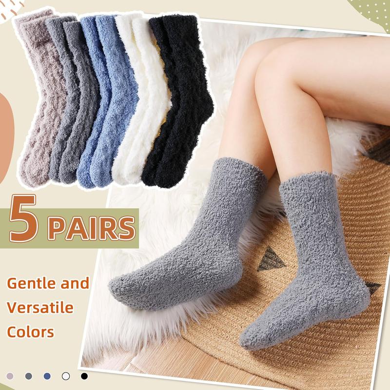 Womens Fuzzy Socks Soft Cozy Fluffy Slipper Socks Winter Warm Plush Sleeping Christmas Socks 5 Pairs