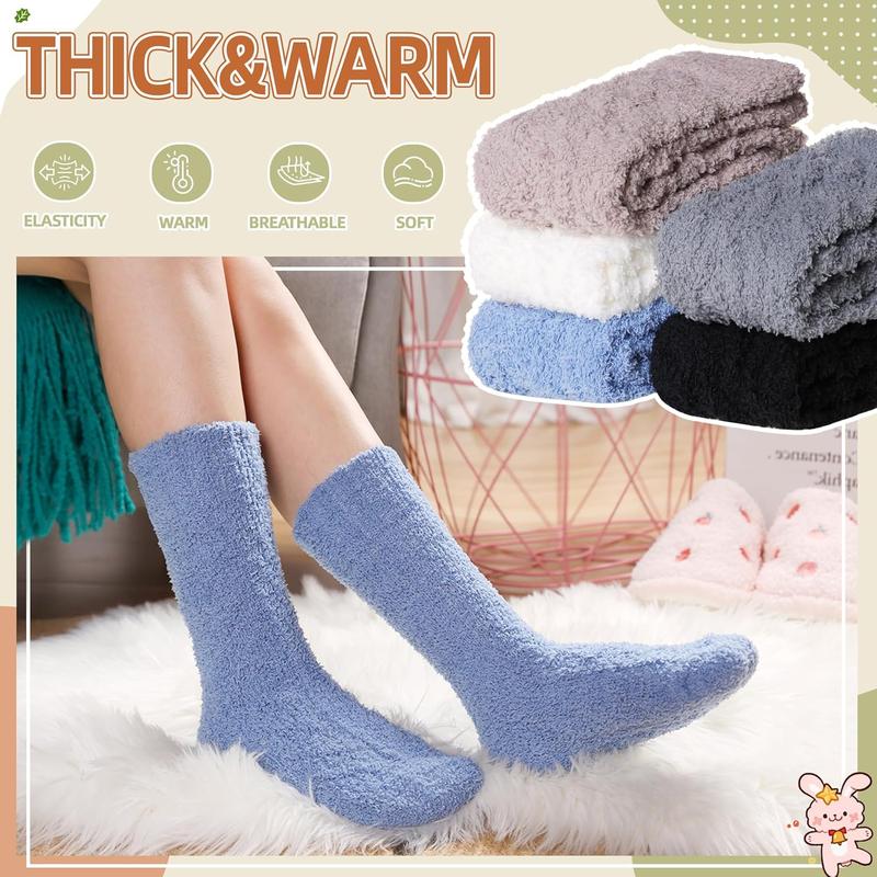 Womens Fuzzy Socks Soft Cozy Fluffy Slipper Socks Winter Warm Plush Sleeping Christmas Socks 5 Pairs