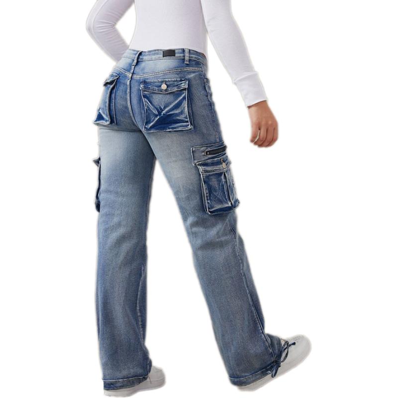 90s Vintage Flap Pocket Low Waist Cargo Jeans