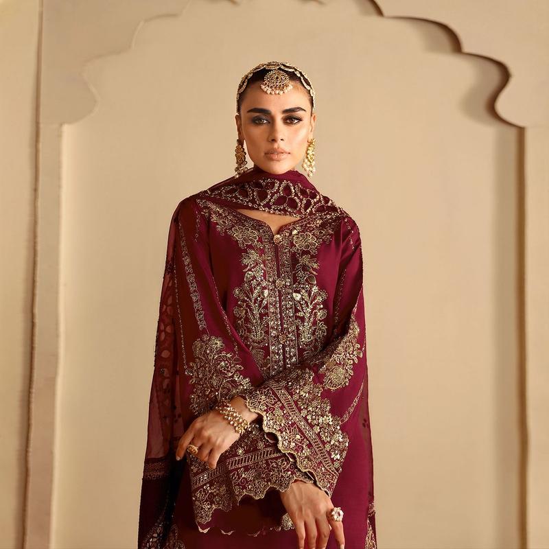 ROSHAN Premium Raw Silk SH04 - Women's Traditional Clothing colored  wedding dress Dress Dupatta