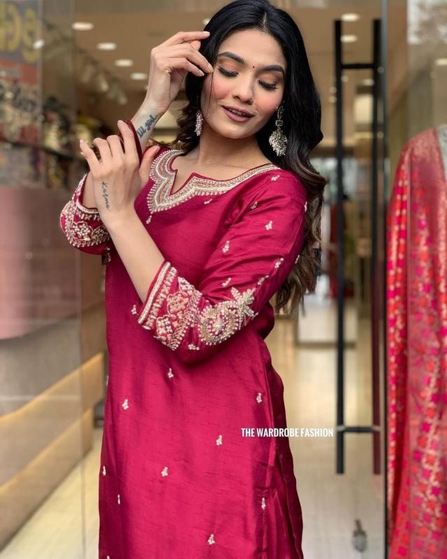Heavy Banana Chanderi silk kurta salwar set
