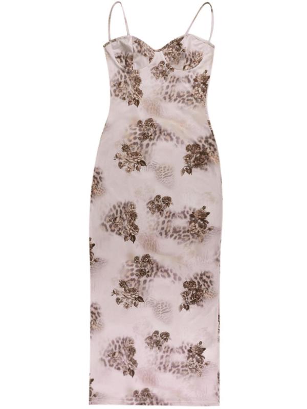 Women's Floral Print Backless Bodycon Cami Dress, Elegant Sweetheart Neck Sleeveless Bodycon Dress for Party Dating Wear, Ladies Summer Clothes