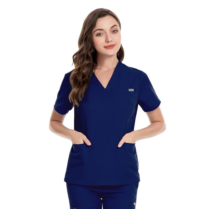 Elastic surgical gown wholesale V-neck short-sleeved hospital nurse suit female Korean version wash clothes male spot