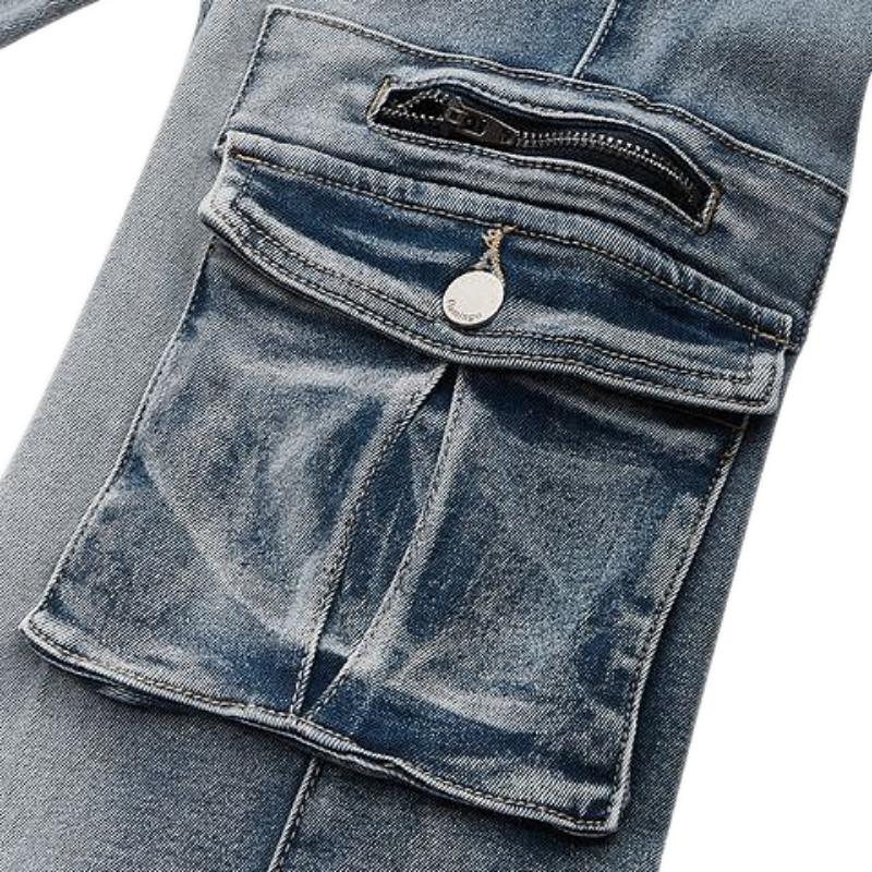 90s Vintage Flap Pocket Low Waist Cargo Jeans