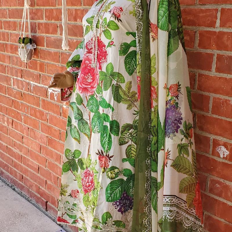 Pakistani Lawn Cotton Embroidery Summer Collection Dress for Women - Traditional