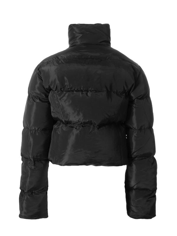 Women's Solid Zip Up Drawstring Pocket Winter Coat, Casual Long Sleeve Thermal Outerwear for Fall & Winter, Women's Clothing for Daily Wear
