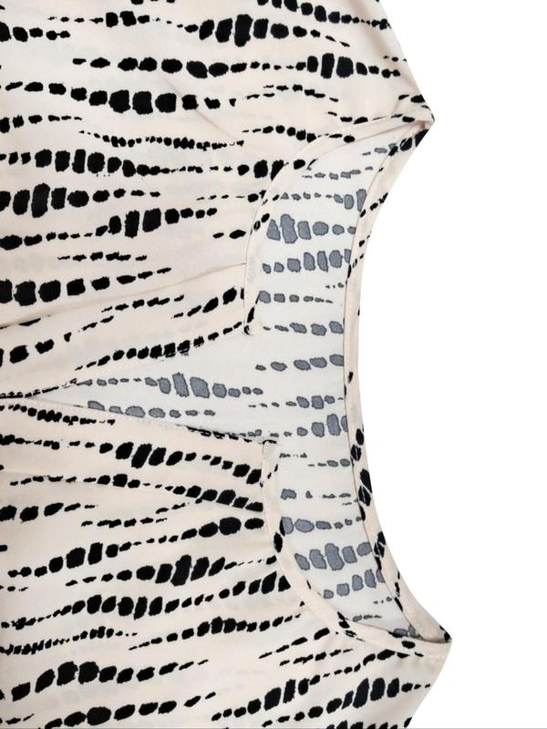  All Over Print Notched Neck Blouse, Casual Bishop Sleeve Top for Daily Wear, Women's Clothing for All Seasons