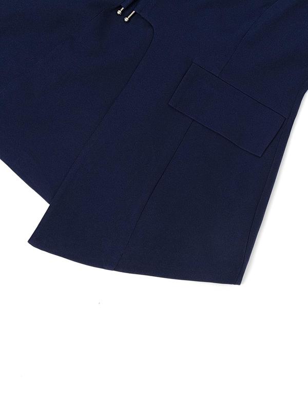 Women's Solid Color Lapel Neck Blazer & Pocket Pants Two-piece Set, Casual Long Sleeve Button Decor Outerwear & Trousers for Work Office Business, Ladies Fall & Winter Clothes