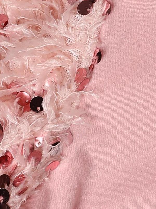 Women's Sequins Decor Fuzzy Bishop Sleeve Mock Neck Blouse, Casual Long Sleeve Top for Fall & Winter, Women's Clothing for Daily Wear