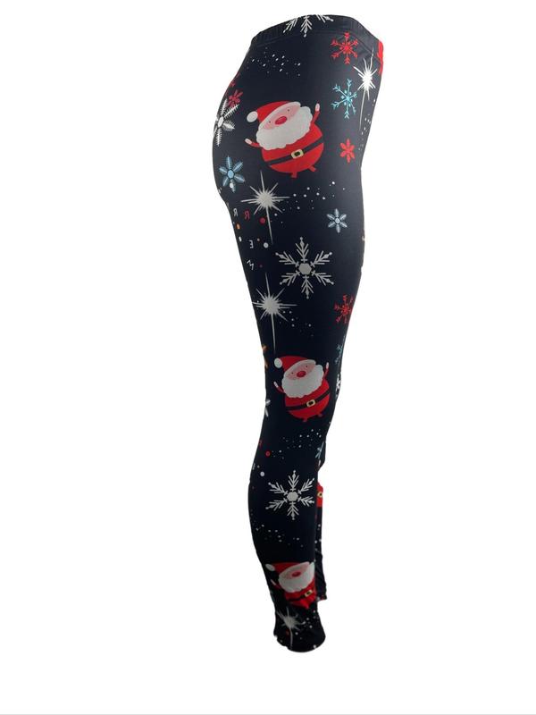 Women's Christmas Print Leggings, Casual Comfy Breathable Skinny Pants for Daily Wear, Ladies Bottoms for Fall & Winter
