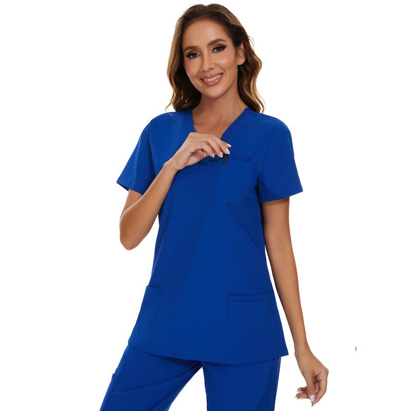 Cozyfit Scrub Tops for Woman - Soft Stretch, V-Neck Top Scrubs with 3 Pockets, Easy Care for Women Womenswear Clothing