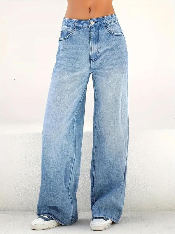Plain Jeans For Women Fashion Style Vintage Blue Washing Oversize Denim Pants Women's Jeans baggy jean
