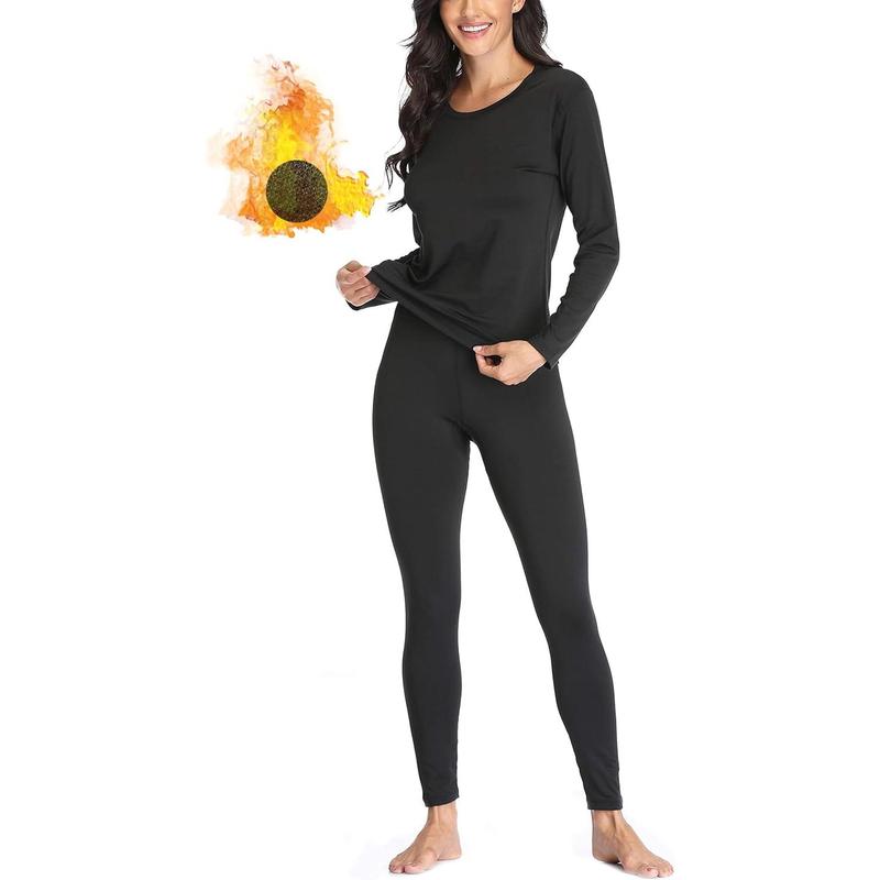 Women 's Thermal Underwear Set with Lightweight Ultra Soft Fleece Lined,Long John Set, Skiing Base Layer Womenswear Lady