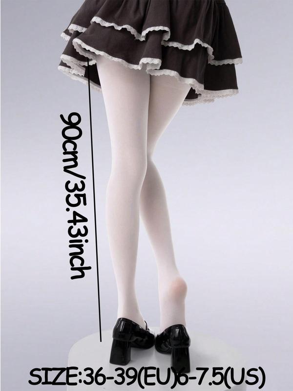 Women's Solid Color Tights, Casual Comfy High Stretch Tights for Daily Wear, Ladies Socks for All Seasons