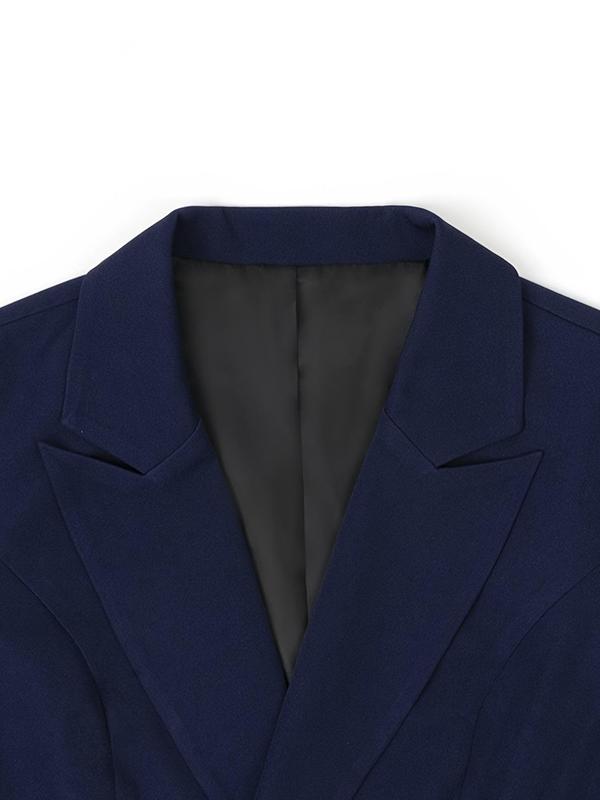 Women's Solid Color Lapel Neck Blazer & Pocket Pants Two-piece Set, Casual Long Sleeve Button Decor Outerwear & Trousers for Work Office Business, Ladies Fall & Winter Clothes