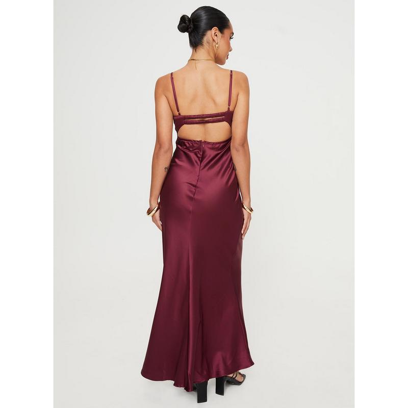 Fadyen Bias Cut Maxi Dress Burgundy