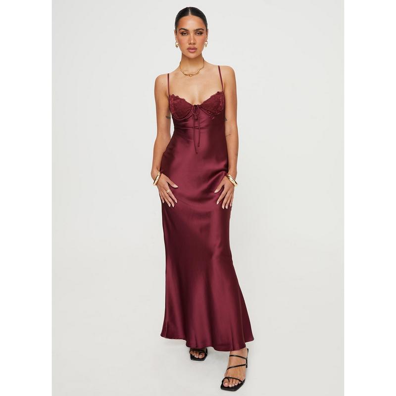 Fadyen Bias Cut Maxi Dress Burgundy