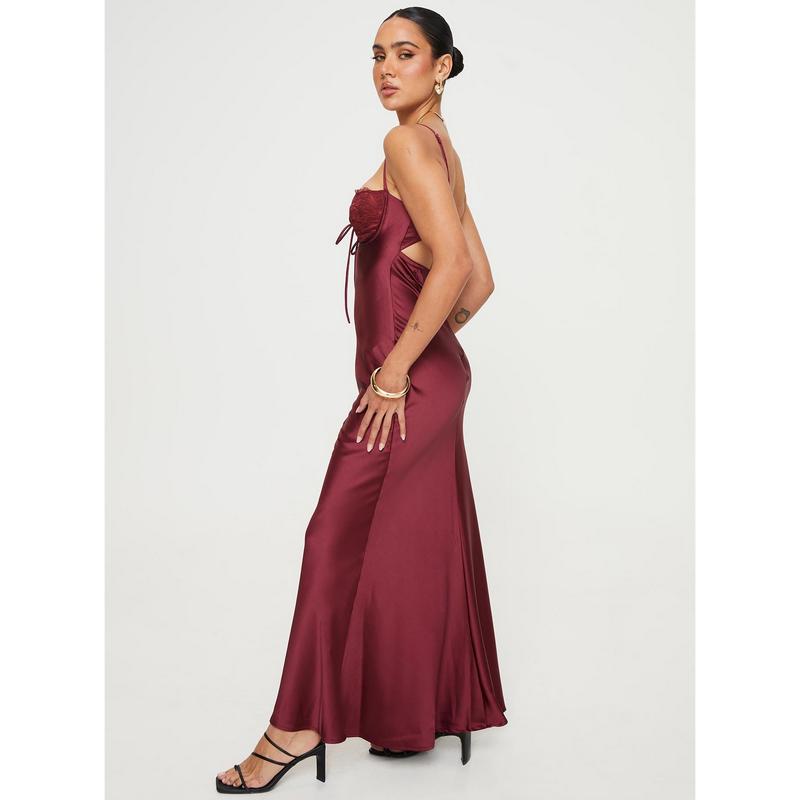 Fadyen Bias Cut Maxi Dress Burgundy