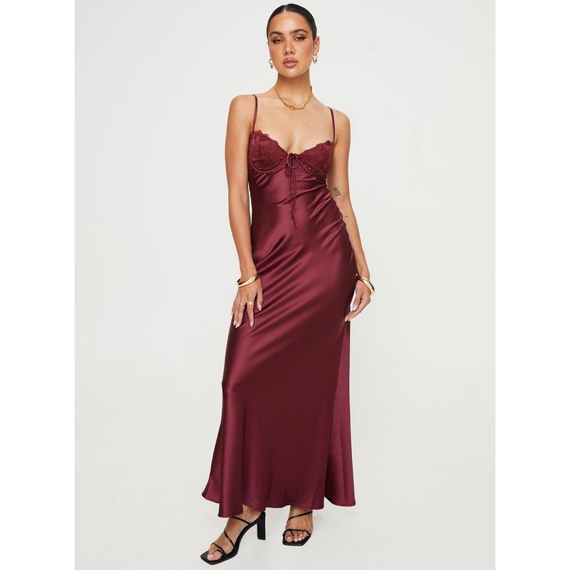 Fadyen Bias Cut Maxi Dress Burgundy