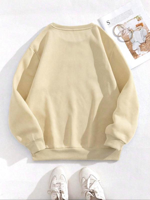 Women's Cartoon Christmas Print Crew Neck Sweatshirt, Casual Drop Shoulder Long Sleeve Pullover, Women's Fall & Winter Clothes for Daily Wear