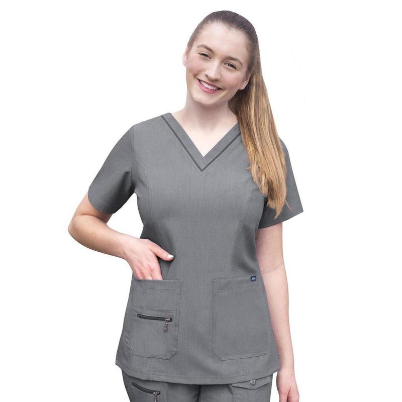 Pro Heather Womens Elevated V-neck Scrub Top XXS-3XL    HEATHER GREY
