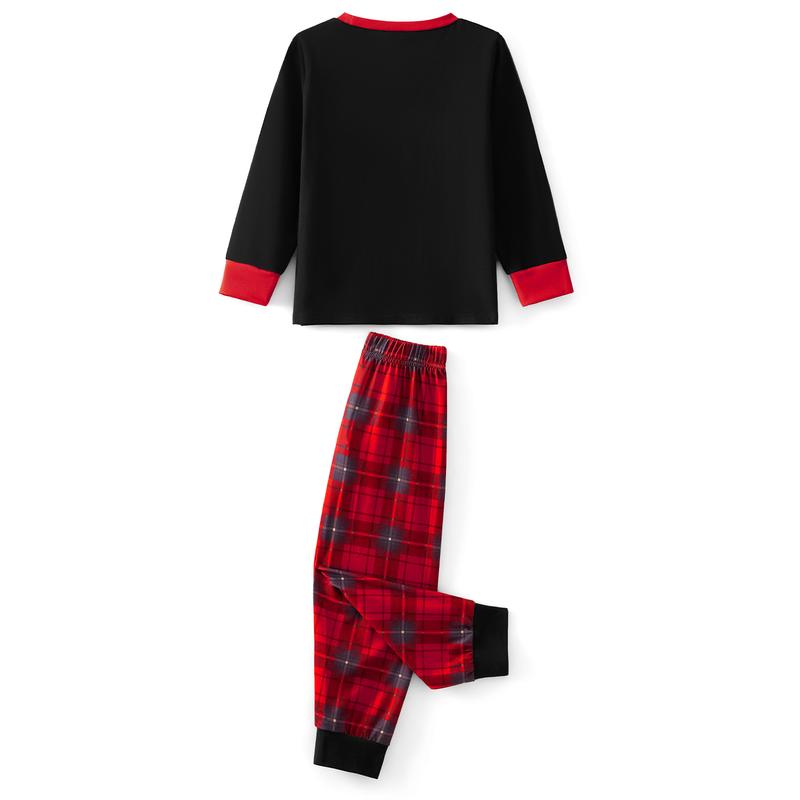 Family Matching Christmas Pajamas Set Letter Plaid Print Holiday Pajamas Sleepwear Dad Mom Kids PJs