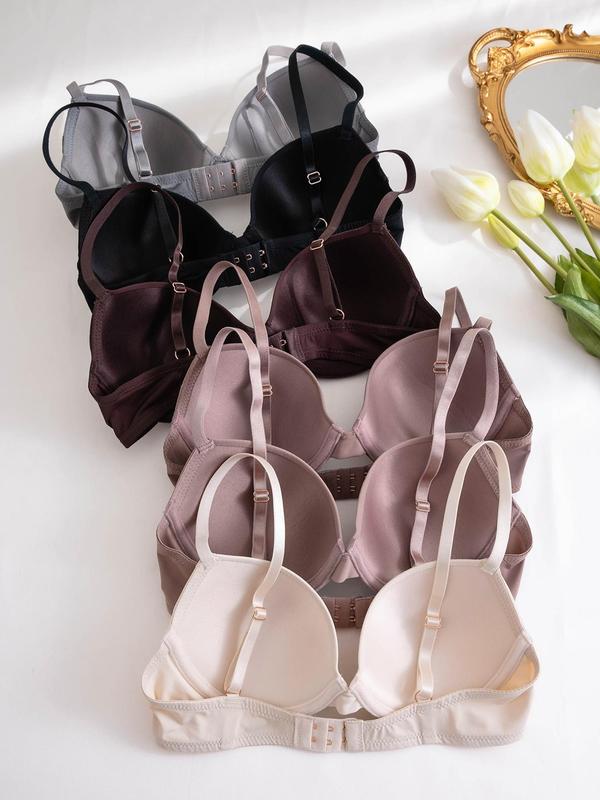 Women's Solid Underwire Bra, Casual Adjustable Strap Bra, Women's Lingerie for All Seasons