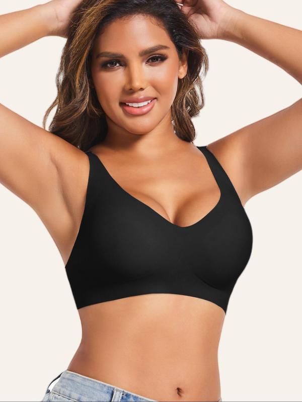 Women's Solid Adjustable Strap Push Up Bra, Breathable Comfortable Detachable Chest Pad Bra, Women's Lingerie for All Seasons