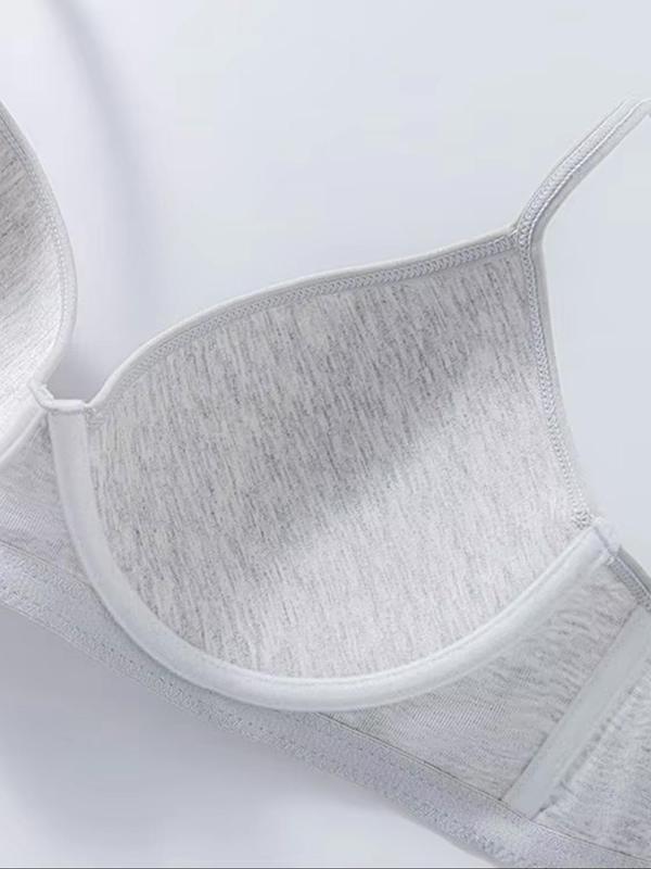 Women's Solid Color Adjustable Strap Underwire Bra, Casual Comfy Breathable Push Up Bra, Ladies Lingerie for All Seasons