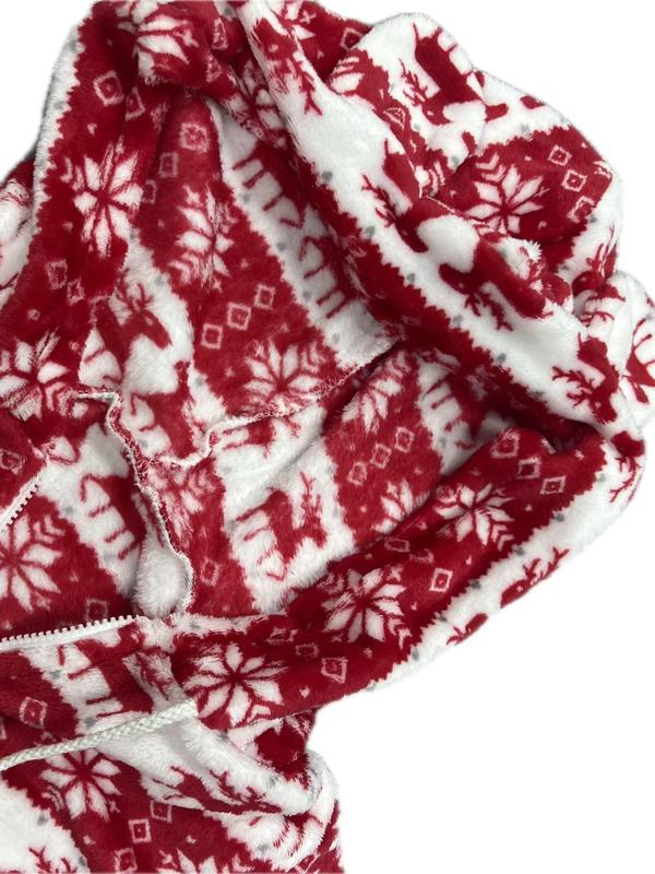 Two-piece Set Women's Christmas Print Pom Pom Decor Drawstring Hooded Top &  Pants Pyjama, Casual Comfy Long Sleeve Pullover & Trousers Pj Set, Women's Sleepwear for Fall & Winter