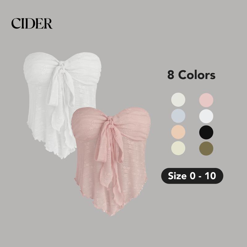 Cider [8 colors, Size 0-10] Floral Tie Front Tube Top