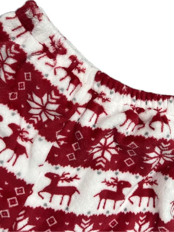 Two-piece Set Women's Christmas Print Pom Pom Decor Drawstring Hooded Top &  Pants Pyjama, Casual Comfy Long Sleeve Pullover & Trousers Pj Set, Women's Sleepwear for Fall & Winter