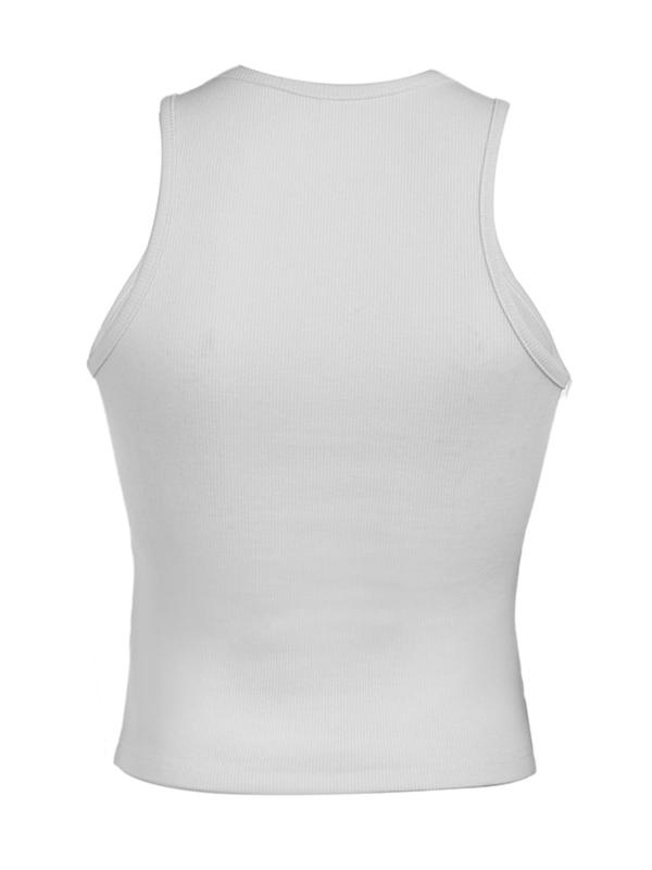 Women's Cherry & Mouth Print Scoop Neck Tank Top, Casual Tight-fitting Sleeveless Top for Summer, Ladies Clothes for Daily Wear
