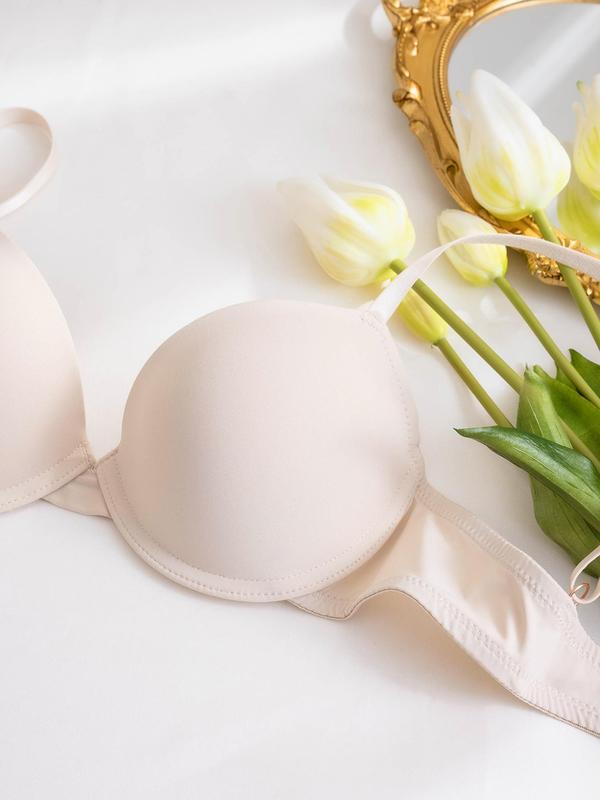Women's Solid Underwire Bra, Casual Adjustable Strap Bra, Women's Lingerie for All Seasons