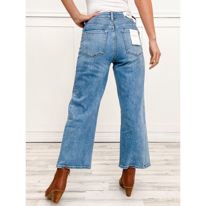 Vervet Tummy Control HIGH ROAD Hi-Rise Baggy Cropped Wide Leg Jeans