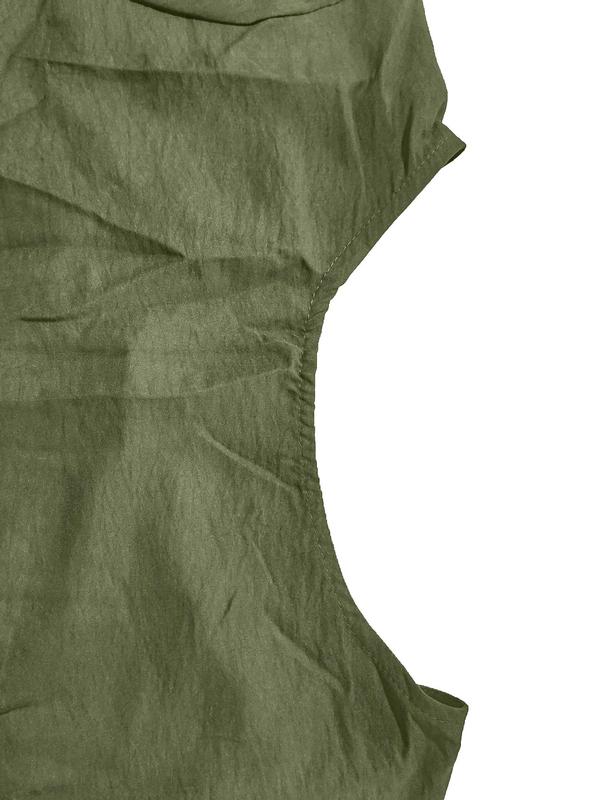  Plain Ruffle High Low Hem Blouse, Summer Outfits, Casual Round Neck Half Sleeve Top for Summer, Summer Tops, Women's Clothes for Daily Wear, Peplum Top