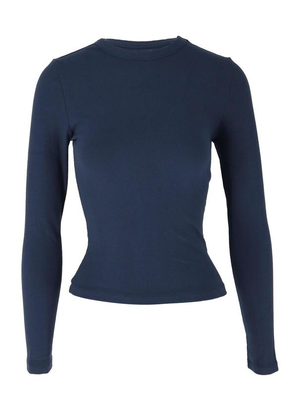 Women's Plain Round Neck Long Sleeve Tee, Casual Basic Crew Neck T-shirt for Fall & Winter, Women's Top for Daily Wear