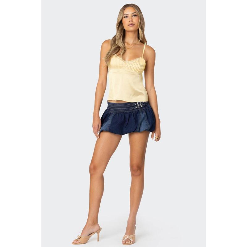 Blanca Satin Lace Trim Tank Top