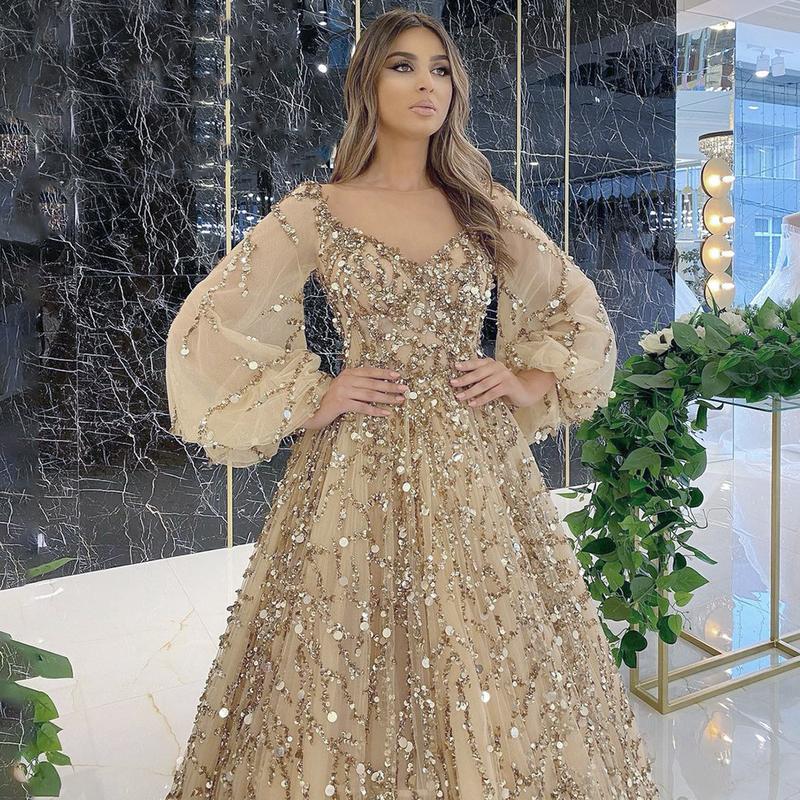 2024 Cross-Border New Arrival Gold Heavy Industry Beads Luxury Evening Dress Sexy Socialite Aura Queen Long Dress Ls7109 Formal Womenswear