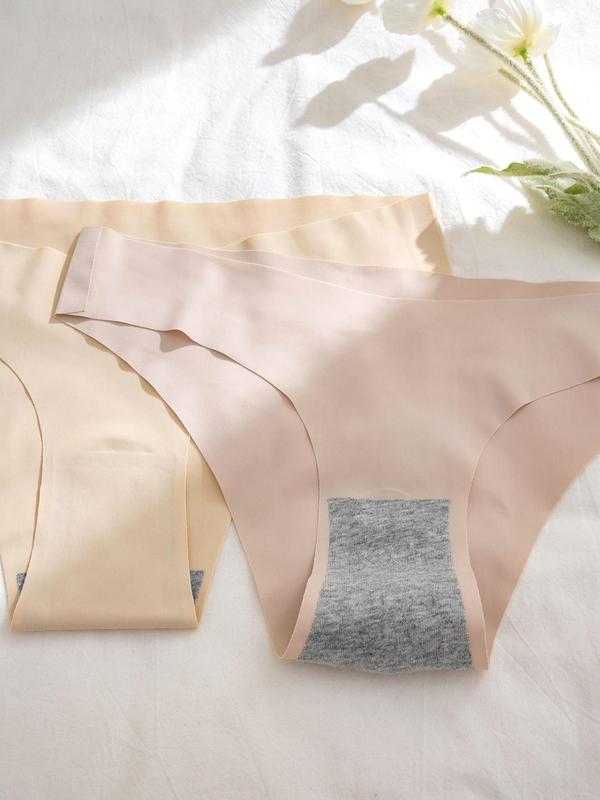 Women's Solid Color Drop Waist Panty, Casual Comfy Seamless Knicker for Daily Wear, Panties for Women, Underwear for Women, Ladies Underwear for All Seasons