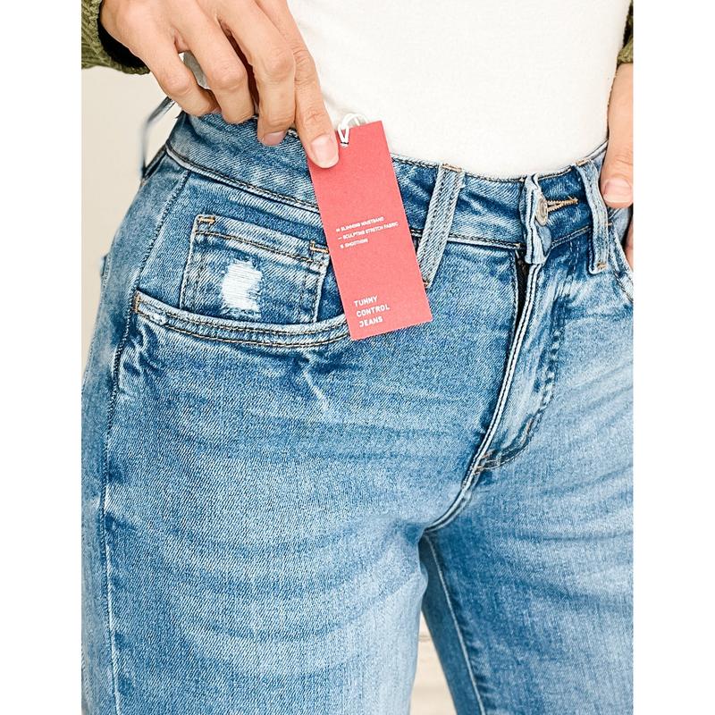 Vervet Tummy Control HIGH ROAD Hi-Rise Baggy Cropped Wide Leg Jeans