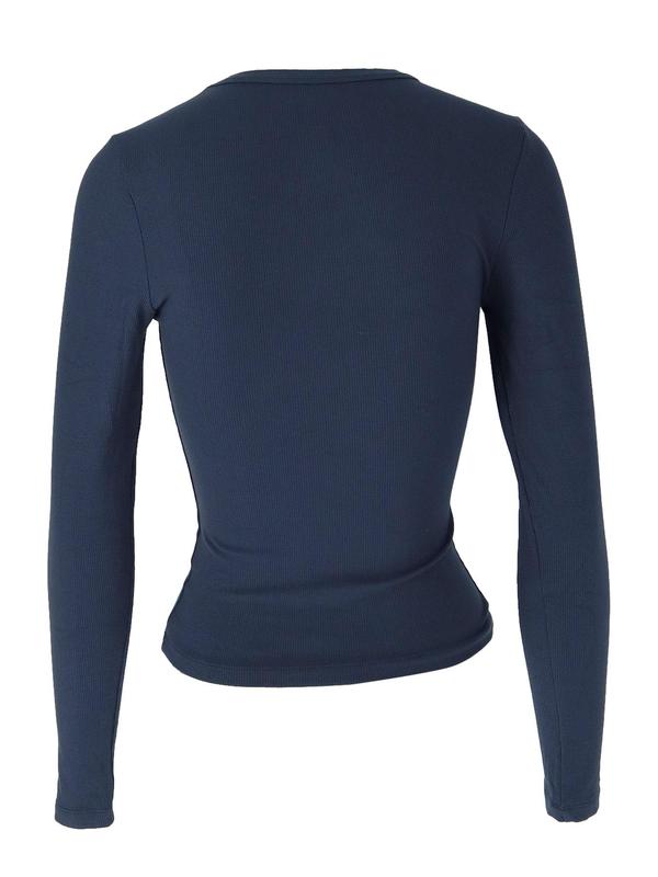 Women's Plain Round Neck Long Sleeve Tee, Casual Basic Crew Neck T-shirt for Fall & Winter, Women's Top for Daily Wear