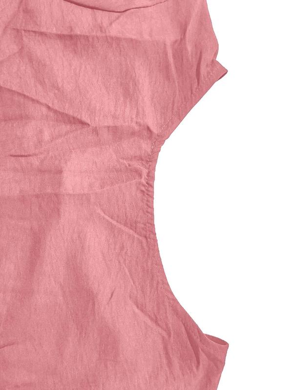  Plain Ruffle High Low Hem Blouse, Summer Outfits, Casual Round Neck Half Sleeve Top for Summer, Summer Tops, Women's Clothes for Daily Wear, Peplum Top