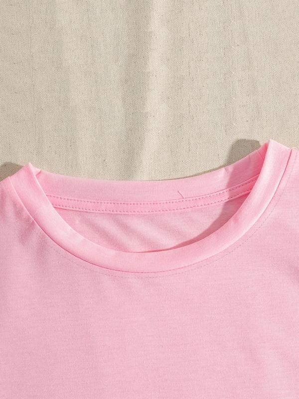 Women's Floral & Letter Print Round Neck Tee, Trendy Casual Short Sleeve T-Shirt for Daily Wear, Ladies All Seasons Outfit