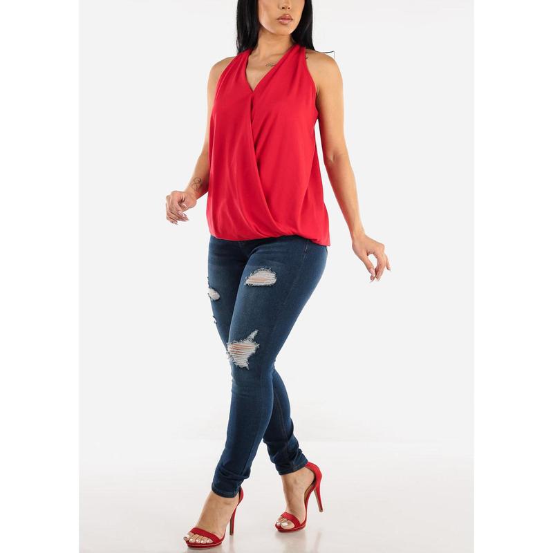 Butt Lift High Waist Ripped Skinny Jeans Med Blue