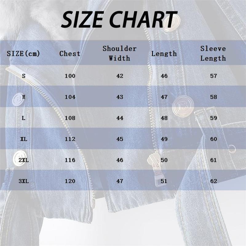 Women Denim Jacket with Fur Warm Fur Collar Rabbit Fur Lined Denim Jacket Thicken Shaggy Winter Removable Cropped Top