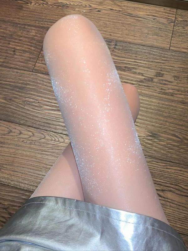 Women's 1 Pair Fashion Glitter Tights, Summer 2024 Anti-Snag Sheer Tights, Ultra Thin High Waist Pantyhose, High Stretch Thigh High Stockings, Women's Socks & Stockings
