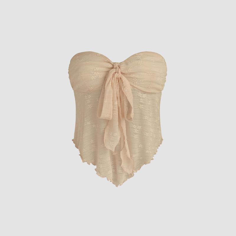 Cider [8 colors, Size 0-10] Floral Tie Front Tube Top