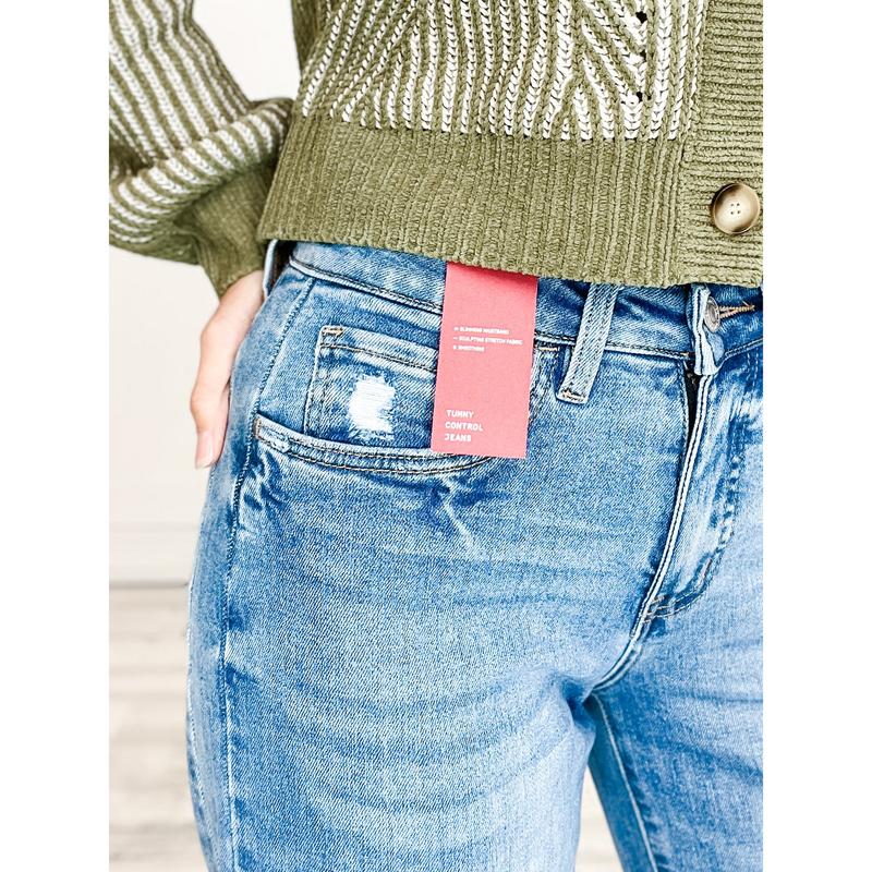 Vervet Tummy Control HIGH ROAD Hi-Rise Baggy Cropped Wide Leg Jeans